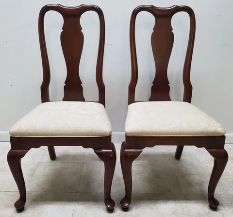 Ethan Allen Dining Room Side Chairs Georgian Court Cherry Chippendale Pair A Cover