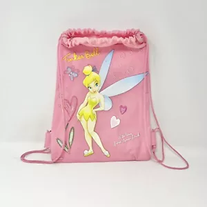 Tinker Bell Disney Cinch Bag Backpack, Draw String Black Canvas - Picture 1 of 7