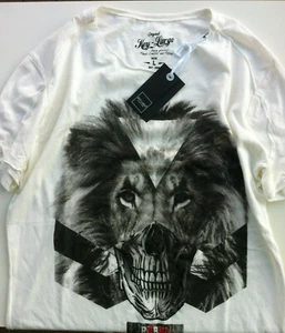 Key Largo Biker Shirt Gr. L weiß Aufdruck schraffierter Totenkopf schwarz - Bild 1 von 2