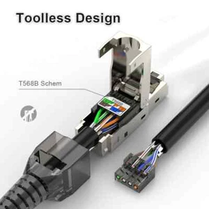 Rj45 Cat7 Cat6a Connector Tool Free Toolless Rj45 Termination Plug Reusable OZ - Picture 1 of 12