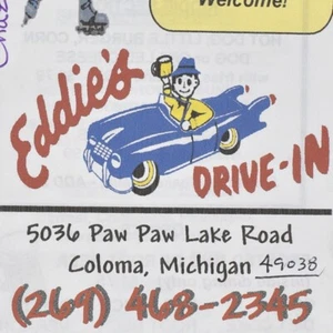 2000s Eddie's Drive-In Restaurant Menu 5026 Paw Paw Lake Road Coloma Michigan - Picture 1 of 4