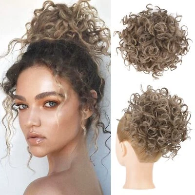 Afro Puff Drawstring Ponytail Wave Curly Hair Bun Hair Synthetic Short Extension - Image 1 of 4
