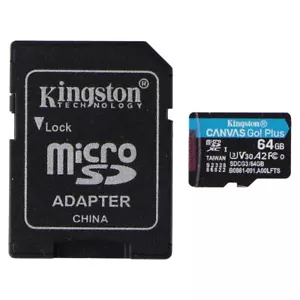 Kingston 64GB microSDXC Canvas Go Plus 170MB/s Read UHS-I Memory Card + Adapter - Picture 1 of 3