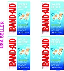 Band-Aid Water Block Clear Waterproof Sterile Adhesive Bandages "8 Pack" - Picture 1 of 2