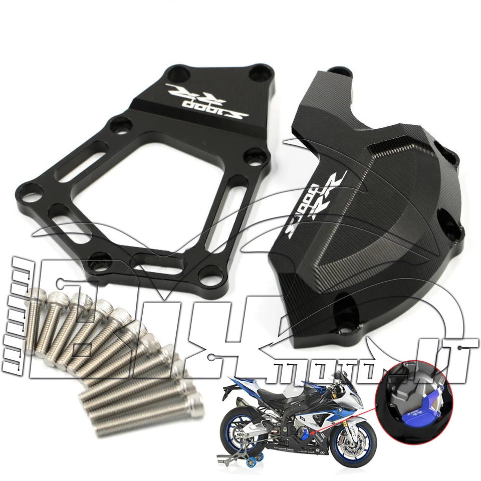 COPRI CARTER COVER MOTORE ALLUMINIO CNC BMW S1000RR HP4 2013 2014 2015 NERO Foto 1 de 1