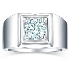 2.08 Ct Vvs1 Ice White Round Moissanite Engagement Men's Ring 925 Silver Size 9 - Picture 1 of 1