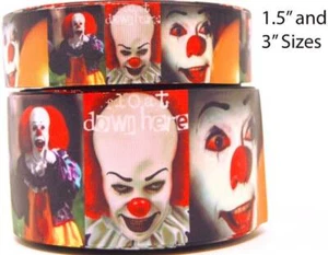 1.5" Wide Halloween and Penny Wise Printed Grosgrain Cheer Bow Ribbon - Picture 1 of 1