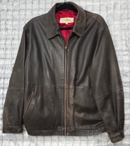 Peter Millar Leather Bomber Brown Jacket Men's Medium Lined Distressed Soft - Picture 1 of 12