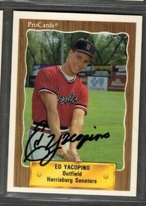 1990 ProCards #1207 Ed Yacopino Harrisburg Senators Signed Autograph (H56) 
