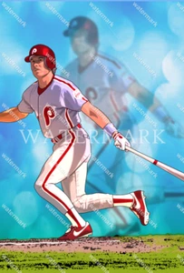 ES358 Mike Schmidt Batting Philadelphia  Phillies Comic 8x10 11x14 16x20 Photo - Picture 1 of 1