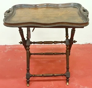 SIDE TABLE FOR SERVICE. WALNUT WOOD. FOLDABLE LEGS. XIX-XX CENTURY. - Picture 1 of 1