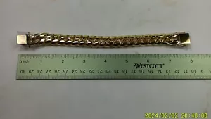 Heavy Mens 14mm Bracelet Link Gold Plated 8" Excellent Quality Expensive Clasp - Picture 1 of 7