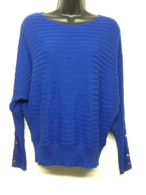 Blusa para mujer Alfani elástica cuello tornillo manga larga azul talla S G8 Foto 1 de 4