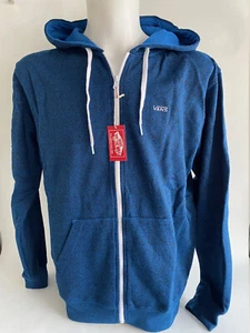 Vans Sweatjacke mit Kapuze und Reißverschluss Blau 100% Baumwolle Größe M - Picture 1 of 4