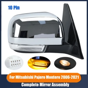 Chrome Right 10Pin Side Mirror W/Signal For Mitsubishi Pajero Montero 2006-2021 - Picture 1 of 14
