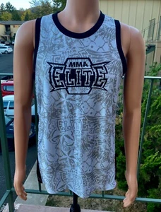 MMA Elite White Gold Black Men’s Sleeveless Tank Top Sz Small - Picture 1 of 7