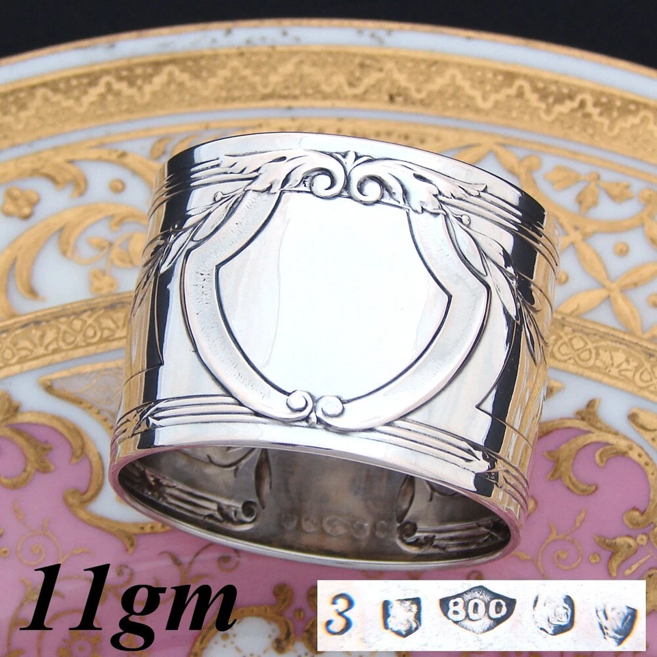 Antiguo Anillo Servilletero Continental 800 Plata 1 7/8", Decoración Clásica Acanthus Foto 1 de 4