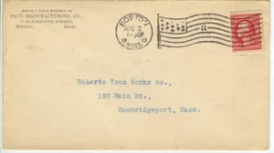 1913 Boston flag cancel with Two Cent coil Sc 413 perf 8-1/2 - Paul bottle maker - Picture 1 of 2