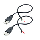 2Pcs Short USB 2.0 Male 2 Pin Bare Wire 30Cm/11.8In, USB a 5V/3A Pigtail Open En