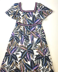 Boden Maxi Dress Sz 12 Tropical Sundress Summer Square Neck Blue/Pink Vacation - Picture 1 of 5