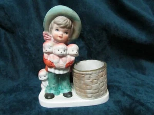 JASCO 1979 Little Luvkins Girl with Puppies Votive Porcelain Figurine Exc - Picture 1 of 10