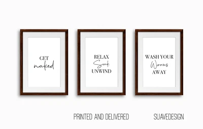 Juego de 3 impresiones de baño minimalistas divertidas citas arte de pared desnudarse inodoro sucio Foto 1 de 4