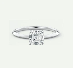 2/3 Ct Asscher E/VVS Lab Created Grown Diamond Solitaire Ring 18K White Gold - Picture 1 of 1