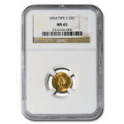 1854 $1 Indian Head Gold Type 2 MS-65 NGC
