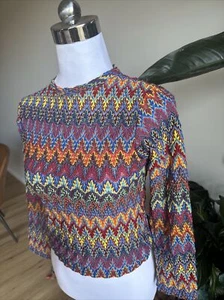 Vtg Rainbow Just Jeans Fits S Zig Zag Psychedelic Retro Funky Colourful Lurex - Bild 1 von 10