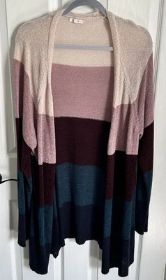 Maurices Womens Size XXL Long Sleeve Colorblock Duster Cardigan Sweater Pockets - Image 1 of 4