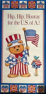 1980s Current Inc Patriotic Teddy Bear Poster Hip Hip Hooray for the U.S. of A - Bild 1 von 3