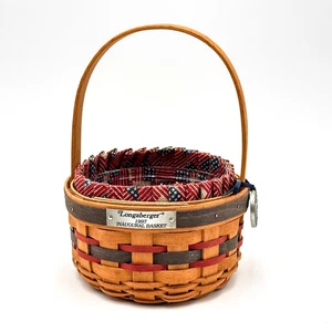 Longaberger 1997 Inaugural Basket Plastic & Cloth Liner Dated Charm Signed 7.5"H - Picture 1 of 12