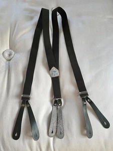 BRACES (Suspenders) Vintage Braces real leather fasteners ( army green) - Picture 1 of 2