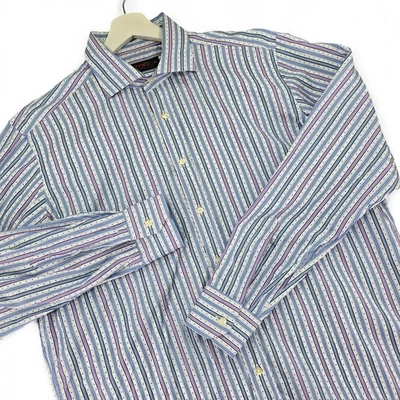 Etro Men's 43 Dress Casual Shirt Italy Designer Multicolor Striped Pattern Italy - Image 1 of 4