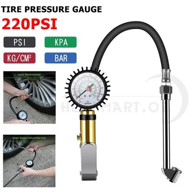 220PSI Tyre Inflator Truck Car Motorcycle Air Tire Pressure Gauge With Hose pump - image 1 of 4