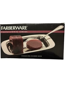 Farberware Professional Series Stainless Steel Cranberry Server Tray & Spoon NIB - Picture 1 of 4
