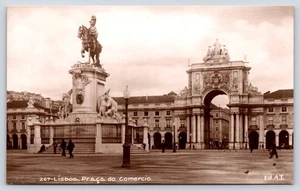 Lissabon Praça do Comércio Denkmal Portugal Vintage Postkarte - Bild 1 von 3