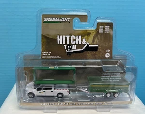 Greenlight 1/64 Scale WM 2018 White Ford F-150 XLT w/Double-Axle Dump Trailer - Picture 1 of 6