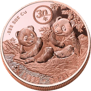 2025 Liberia Giant Panda 30th Anniversary 5oz 999 Copper Enhanced PL Coin - Picture 1 of 2