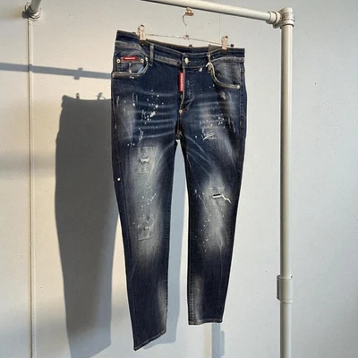 New DSQ2 W36 32L Blue Slim Fit Men's Stretchy Washed Denim Diesel Jeans - Image 1 of 2