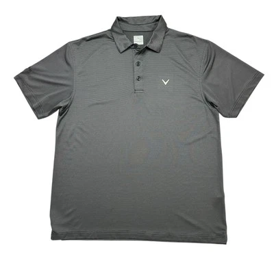 Camisa Polo Callaway Hombre Grande Rendimiento Poliéster Elastizada Negra Plateada Rayas Foto 1 de 4