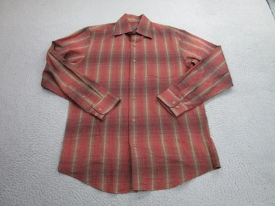 Camisa de Frecuencia Jhane Barnes Para Hombre Mediana Roja Verde Manga Larga Botón Delantero Foto 1 de 4