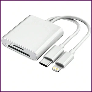 Lecteur de Carte 2 en 1, Adaptateur Carte SD/TF Lightning & USB-C, Double Emplacement - Photo 1/23
