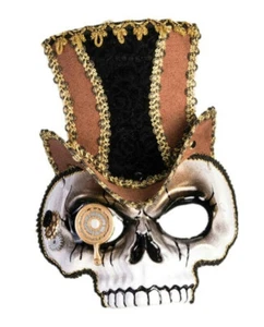Sir Steampunk Cráneo Estilo Veneciano Máscara Marrón Sombrero Disfraz Victoriano Accesorio - Imagen 1 de 1