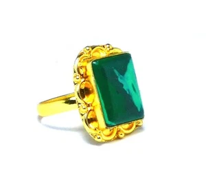 Anillos de malaquita enchapados en oro anillo flash hecho a mano tamaño-5,75 joyas de piedras preciosas raras - Imagen 1 de 3