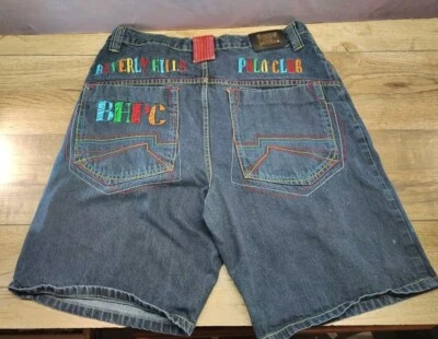 Pantalones Cortos De Colección Y2K Beverly Hills Polo Club Jean Vestidos Bolsillos Bordados 34 Foto 1 de 4