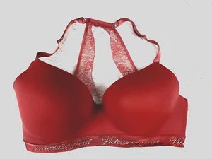 Victoria Secret Camiseta Sujetador Ligeramente Forrado Inalámbrico 36DD Acolchado Encaje Espalda Corredora Óxido - Imagen 1 de 9