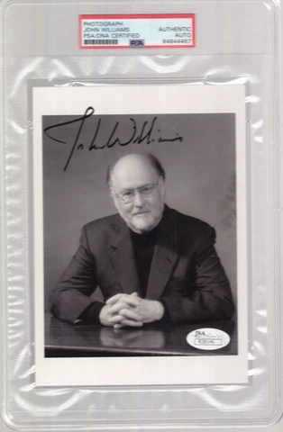 JOHN WILLIAMS SIGNED 5x7 PHOTO   STAR WARS+JAWS COMPOSER     RARE    PSA SLABBED Cover