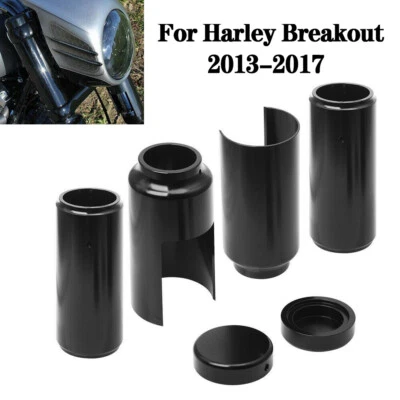 Black Upper Lower Front Fork Cover Tube For Harley Breakout FXSB 2013-2017 2015 Foto 1 de 4