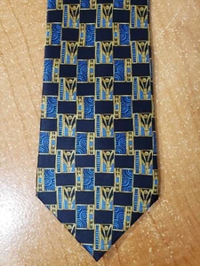 Lanvin Paris Tie Mens Luxury Geometric 100% Silk - Picture 1 of 6